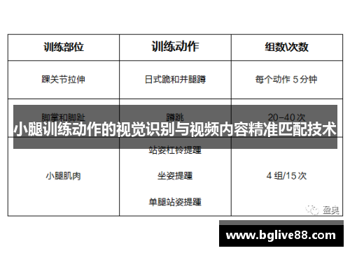 小腿训练动作的视觉识别与视频内容精准匹配技术